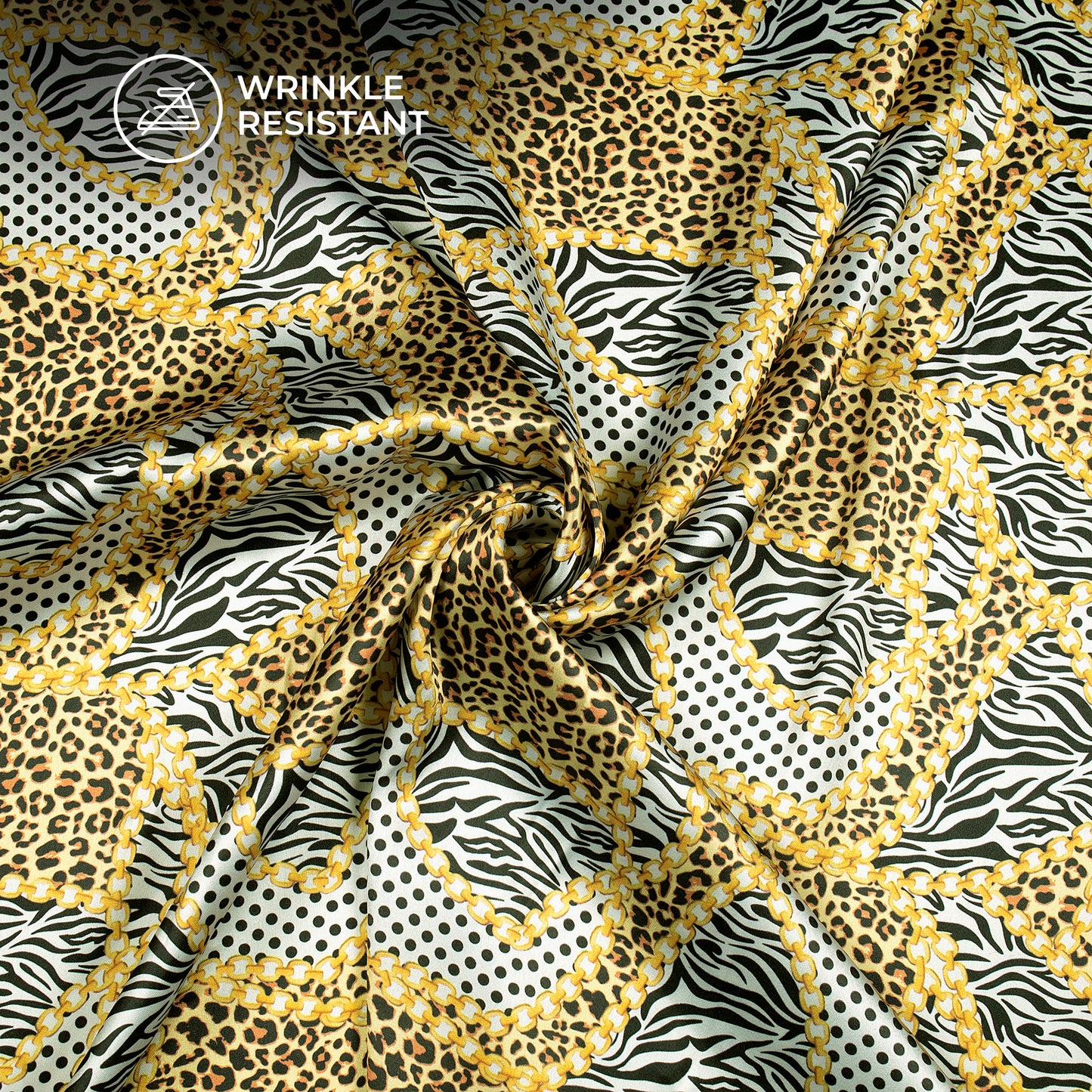 Animal Chain Pattern Digital Print Japan Satin Fabric – Fabcurate