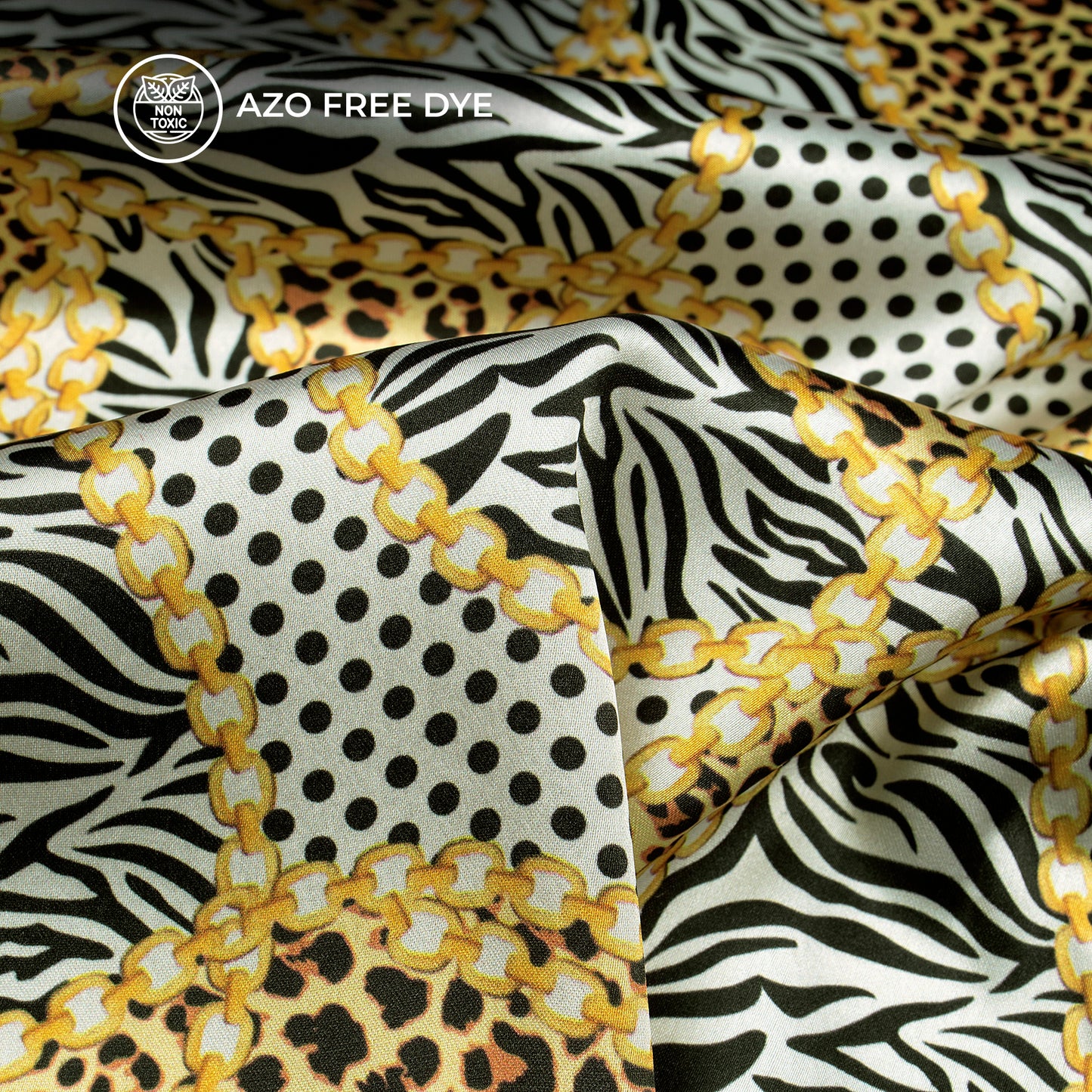 Animal Chain Pattern Digital Print Japan Satin Fabric – Fabcurate