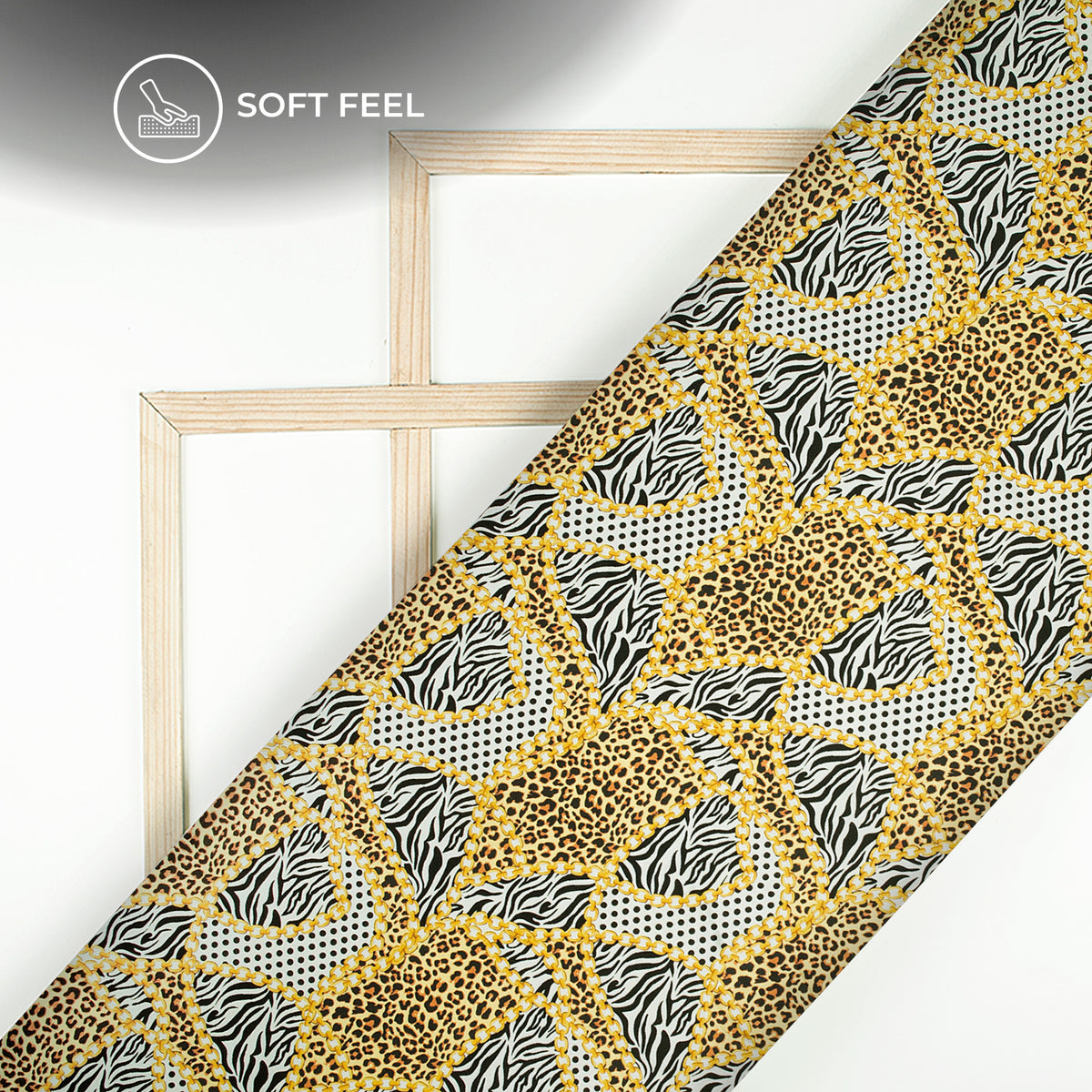 Animal Chain Pattern Digital Print Japan Satin Fabric