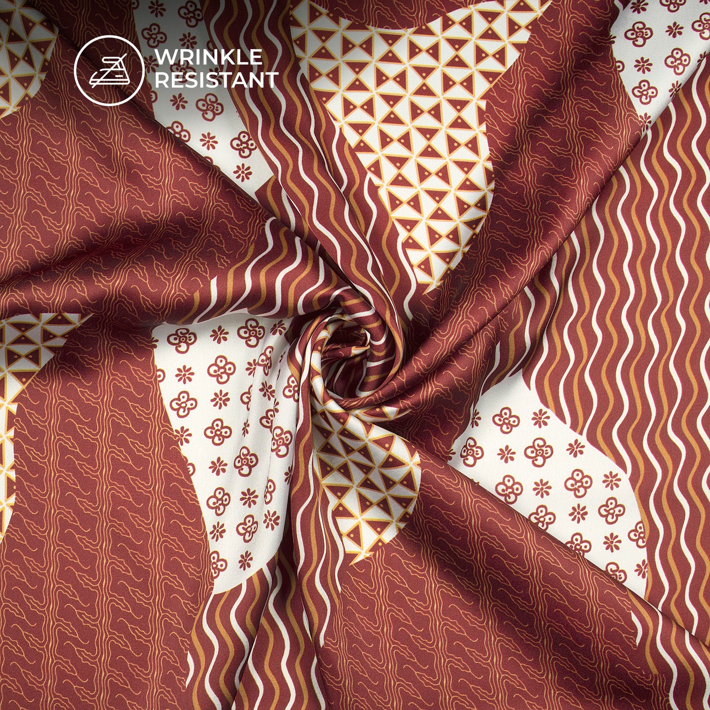 Amazing Waves Quilt Pattern Digital Print Japan Satin Fabric