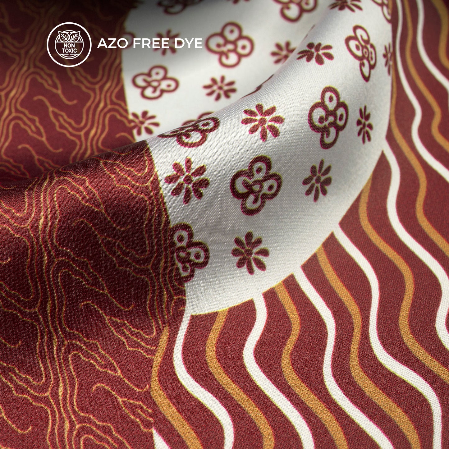 Amazing Waves Quilt Pattern Digital Print Japan Satin Fabric