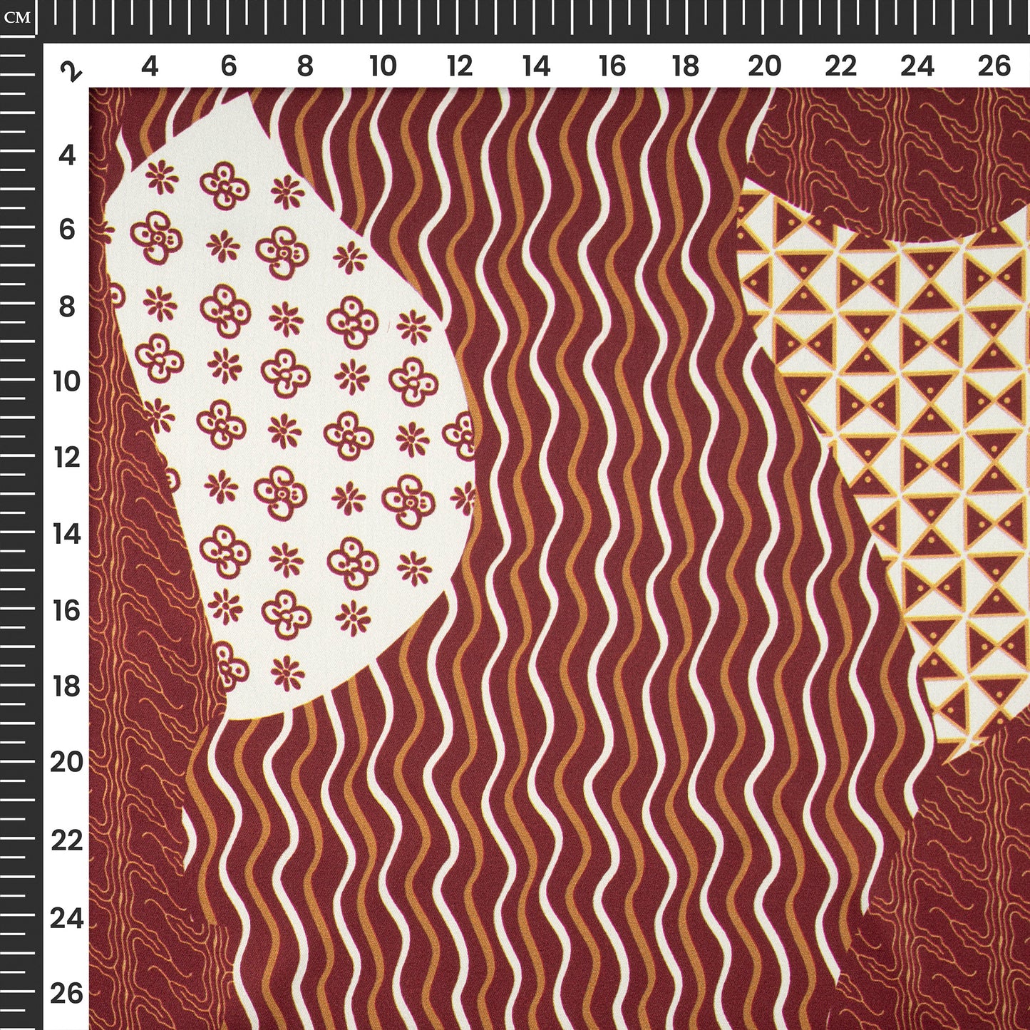 Amazing Waves Quilt Pattern Digital Print Japan Satin Fabric