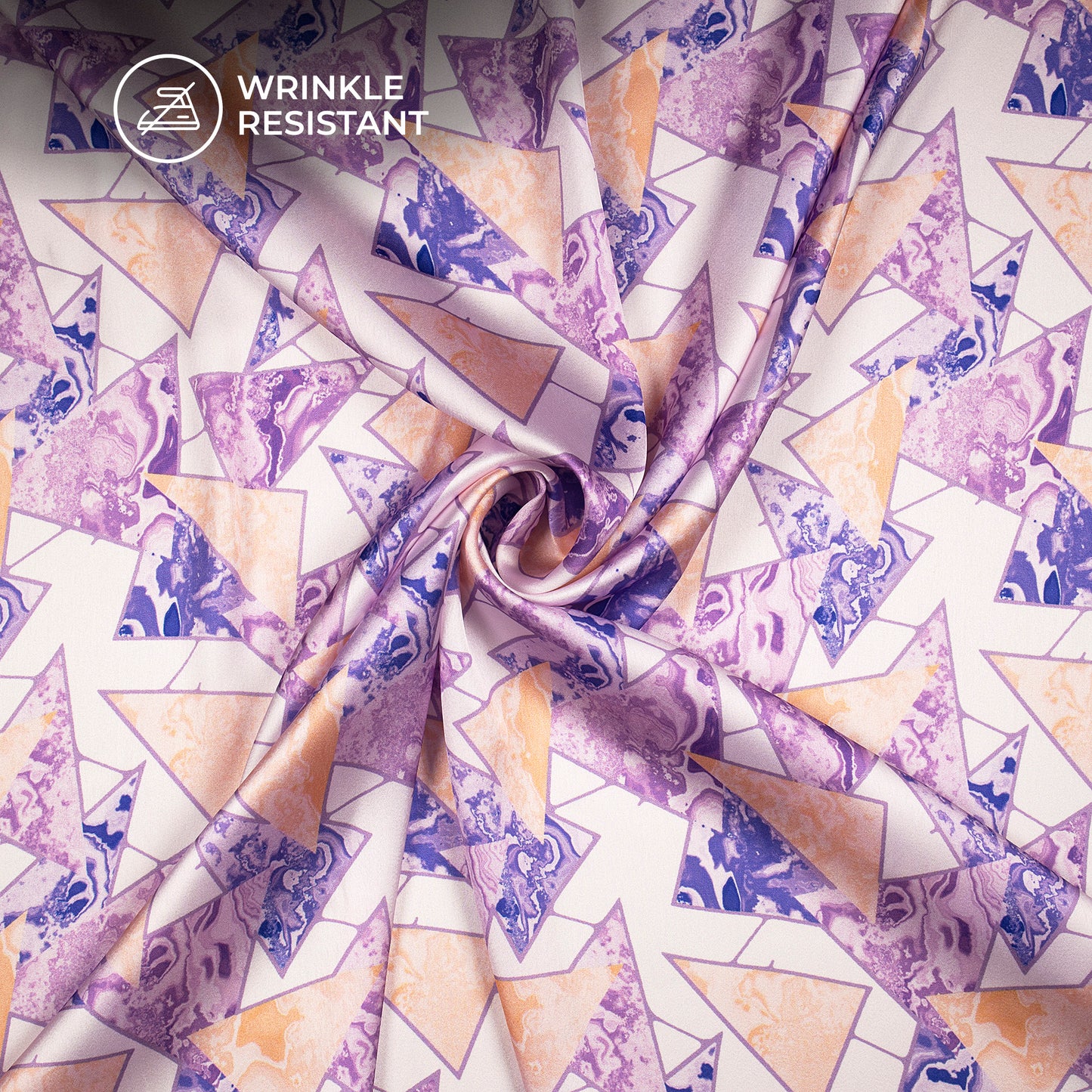 Geometric Triangle Lite Purple Digital Print Japan Satin Fabric