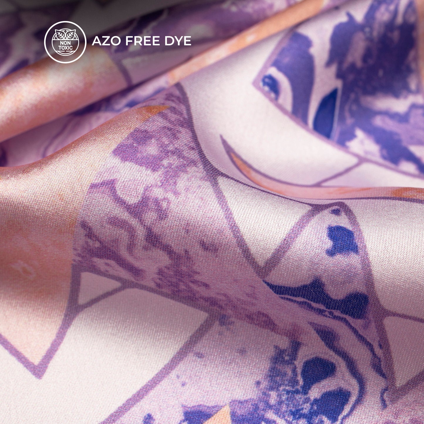 Geometric Triangle Lite Purple Digital Print Japan Satin Fabric