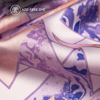 Geometric Triangle Lite Purple Digital Print Japan Satin Fabric