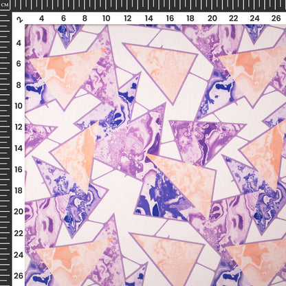 Geometric Triangle Lite Purple Digital Print Japan Satin Fabric