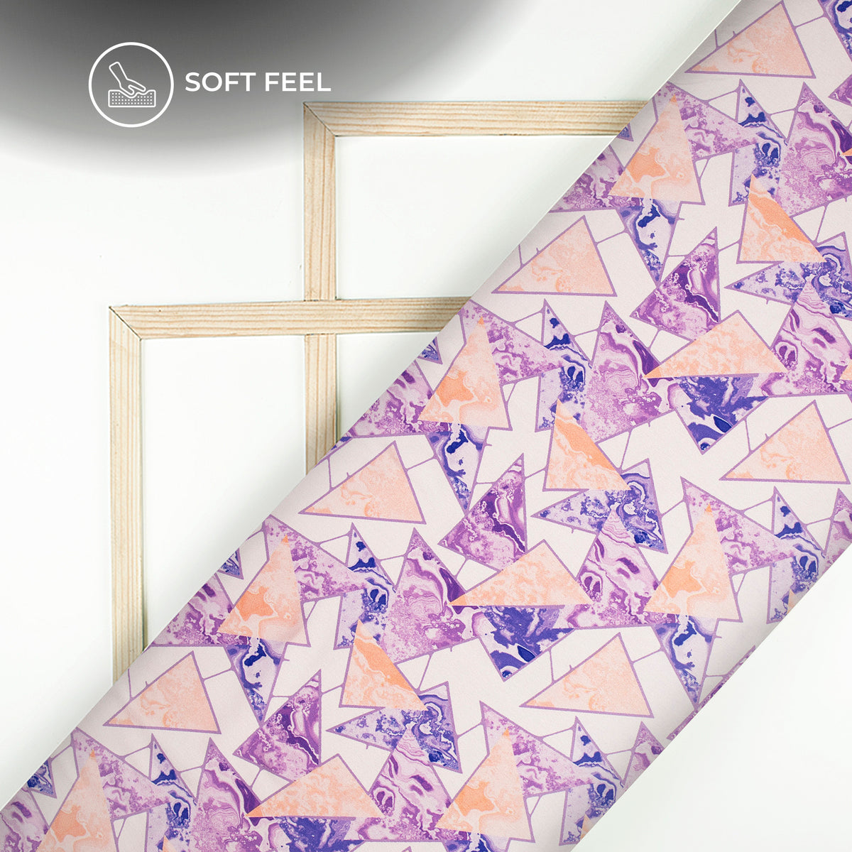 Geometric Triangle Lite Purple Digital Print Japan Satin Fabric