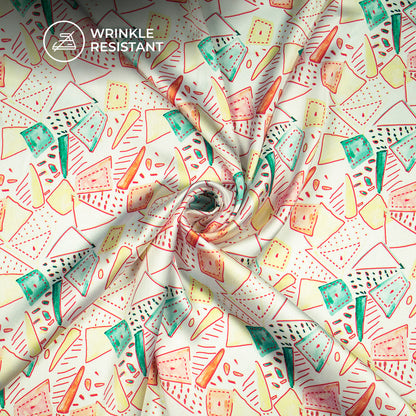 Mismatched Draw Geometric Pattern Digital Print Japan Satin Fabric