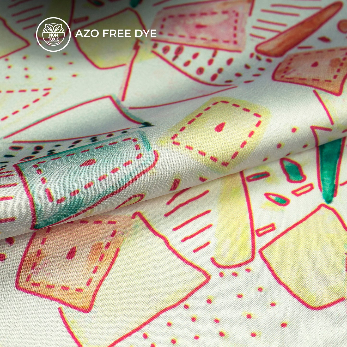 Mismatched Draw Geometric Pattern Digital Print Japan Satin Fabric