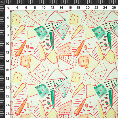 Mismatched Draw Geometric Pattern Digital Print Japan Satin Fabric