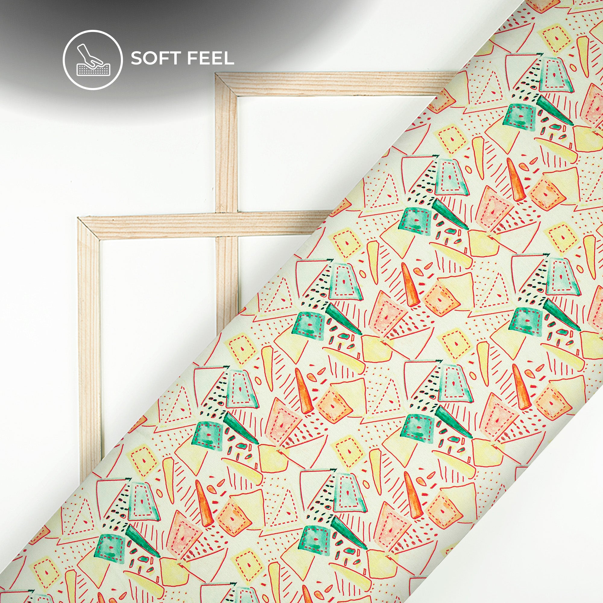 Mismatched Draw Geometric Pattern Digital Print Japan Satin Fabric ...