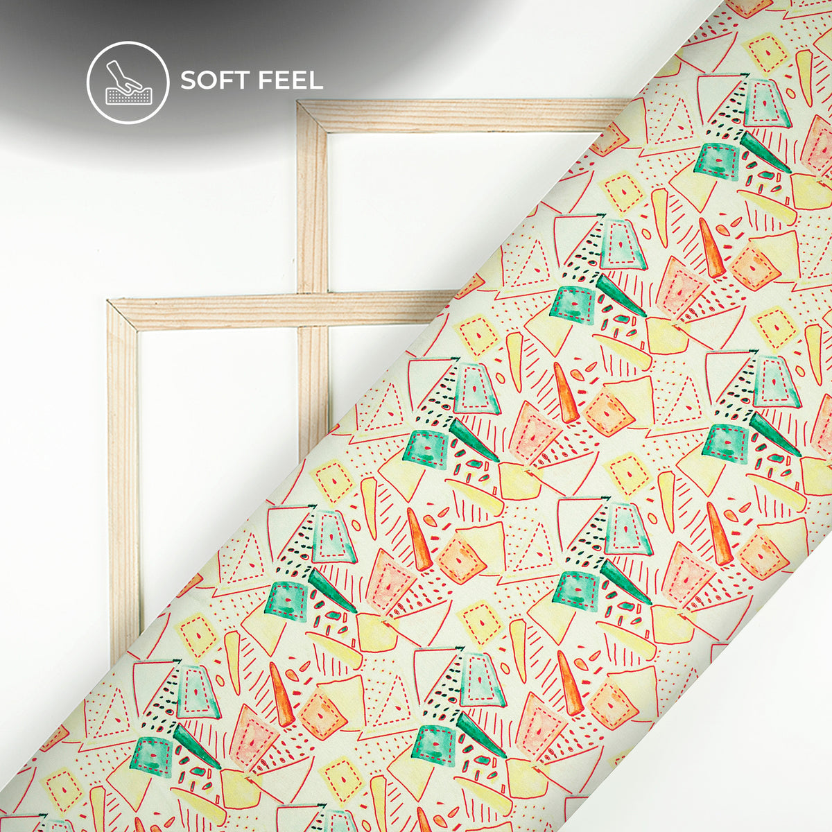 Mismatched Draw Geometric Pattern Digital Print Japan Satin Fabric