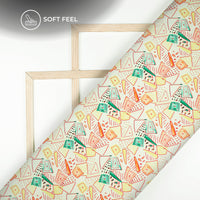 Mismatched Draw Geometric Pattern Digital Print Japan Satin Fabric