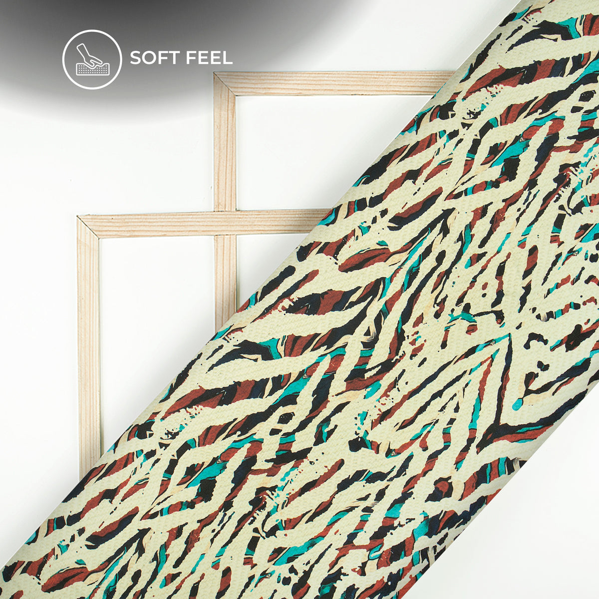 Red & Black Animal Print on Cream Japan Satin Fabric