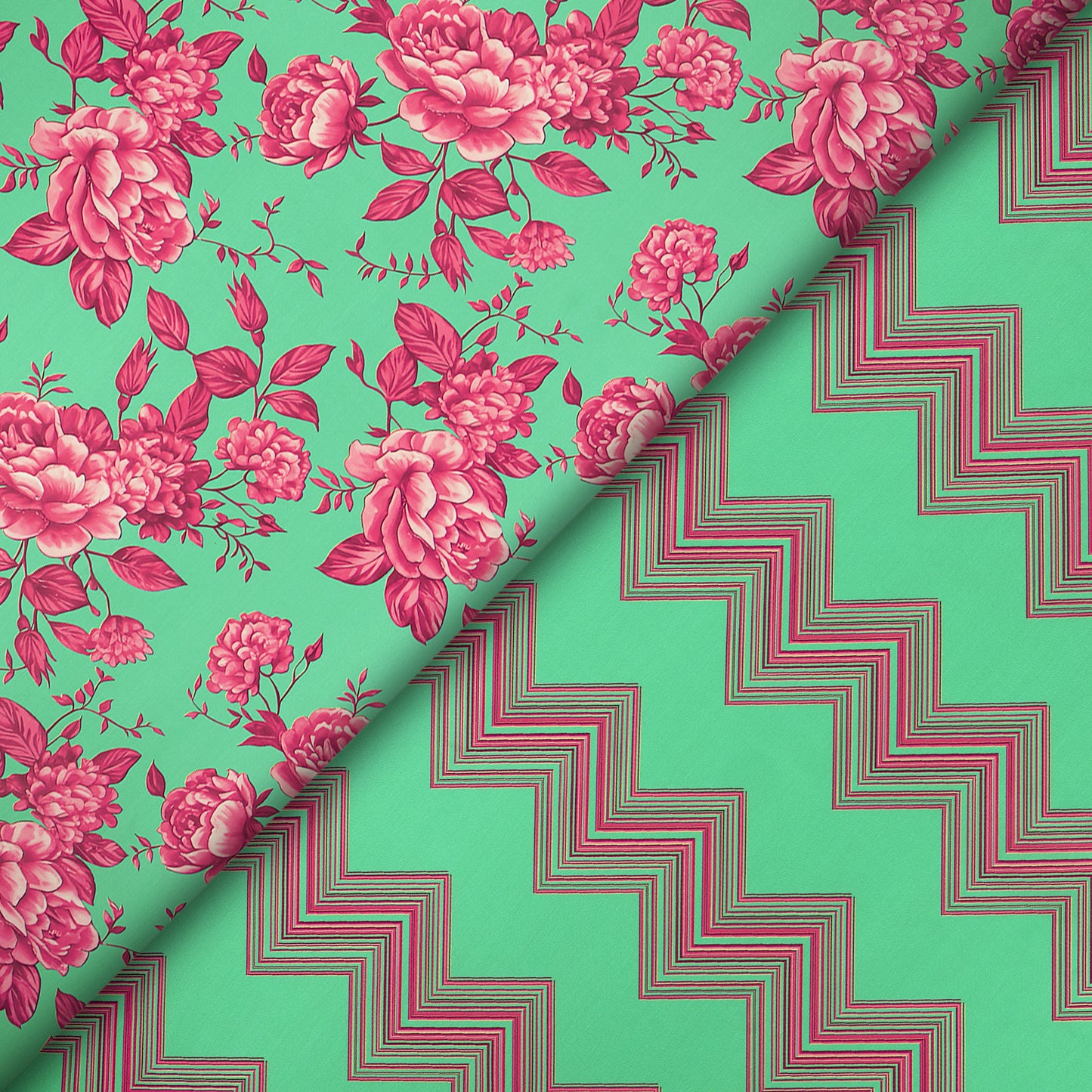 Geometric Traiangle Waves Pattern Digital Print Muslin Fabric