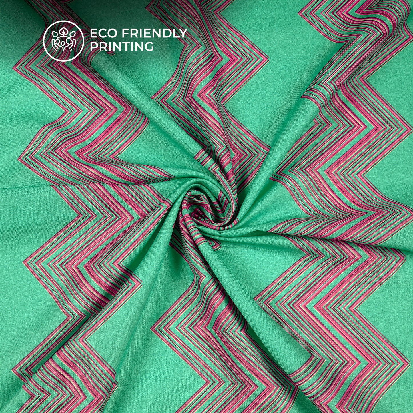 Geometric Traiangle Waves Pattern Digital Print Muslin Fabric