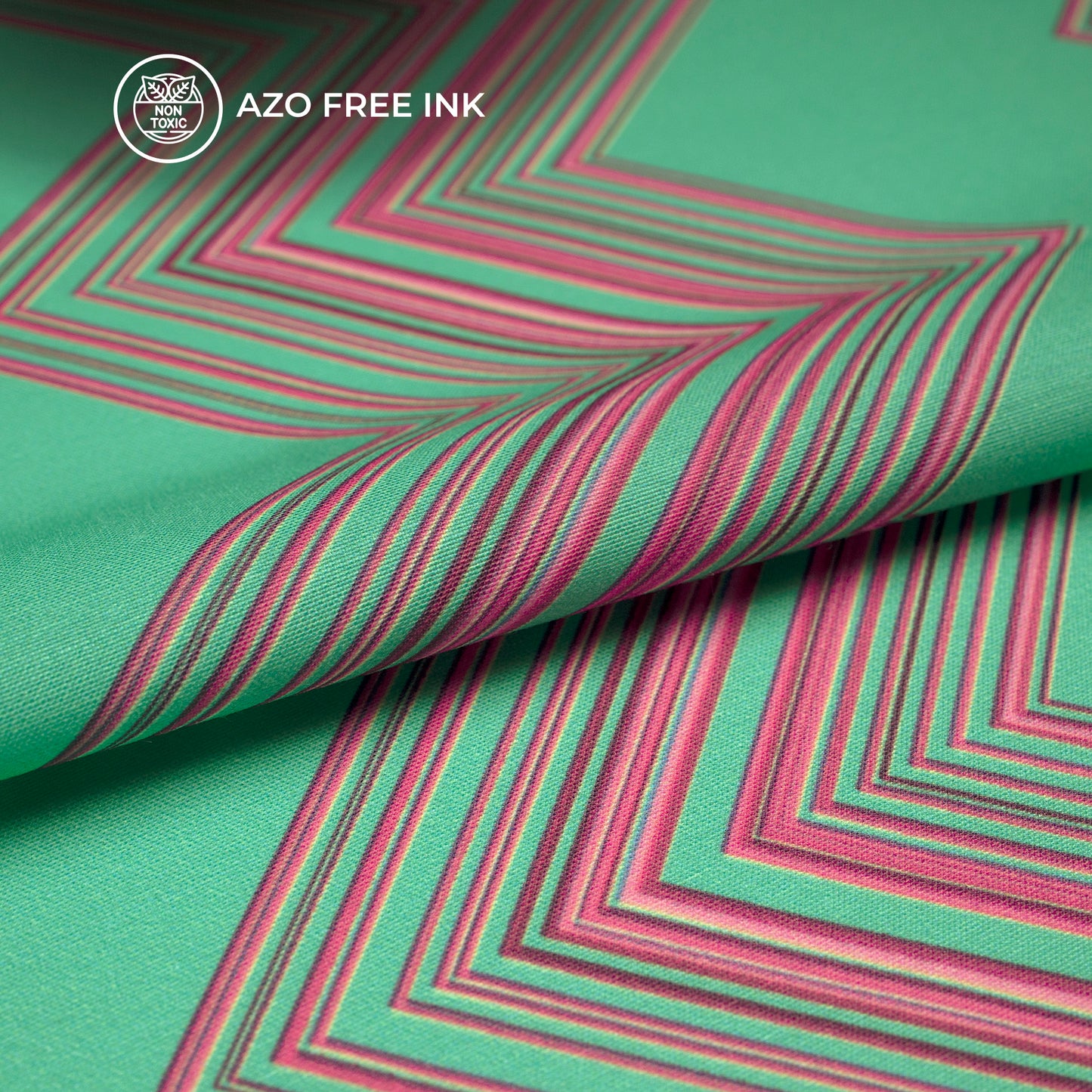 Geometric Traiangle Waves Pattern Digital Print Muslin Fabric