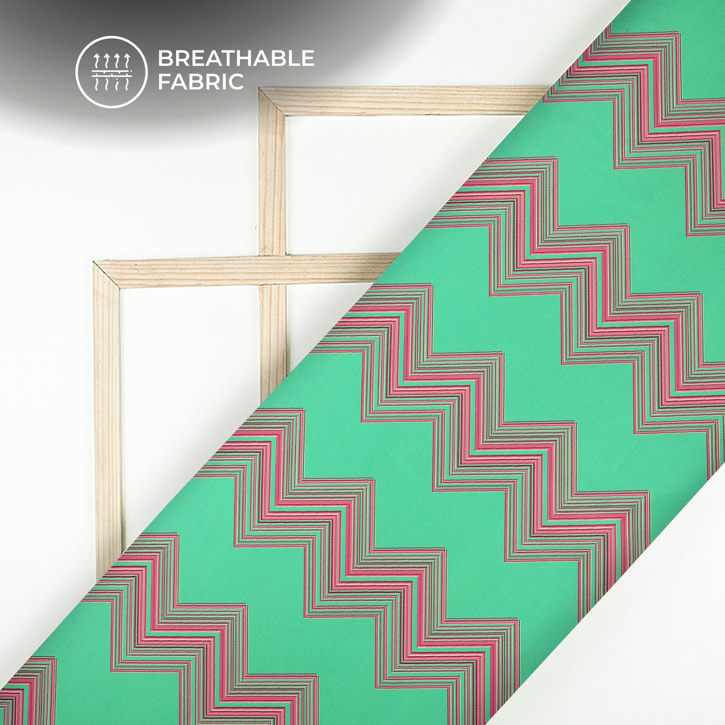 Geometric Traiangle Waves Pattern Digital Print Muslin Fabric