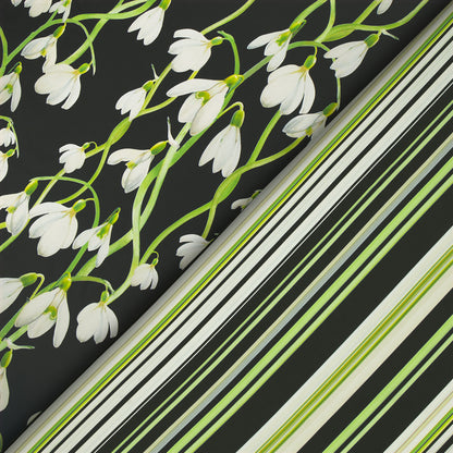 Black & Green Stripes Pattern Digital Print Muslin Fabric
