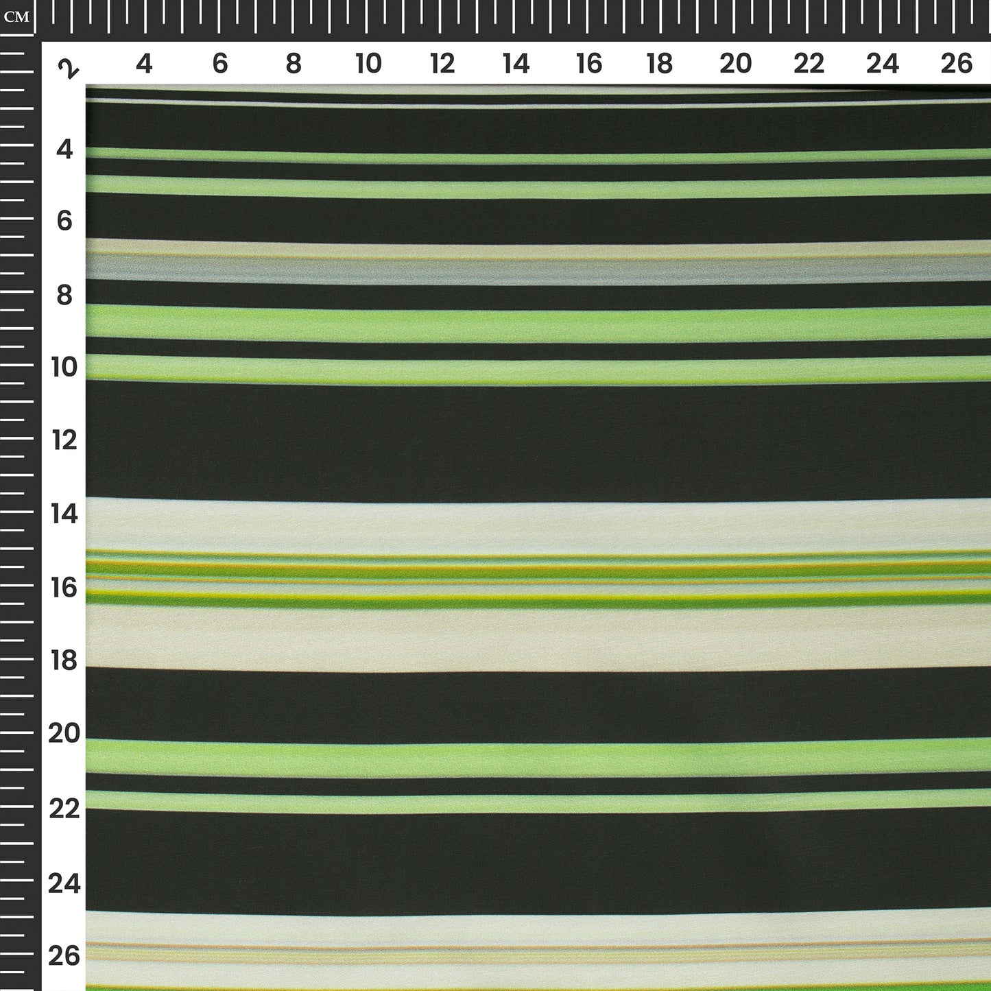 Black & Green Stripes Pattern Digital Print Muslin Fabric