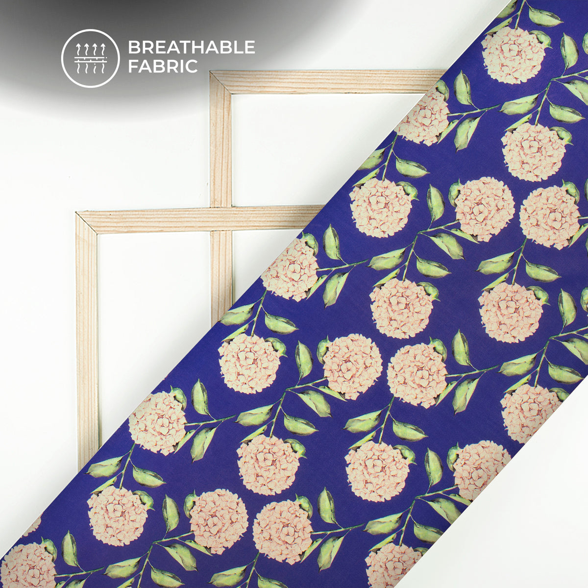 Thousand Flowers on Blue Background Digital Print Muslin Fabric