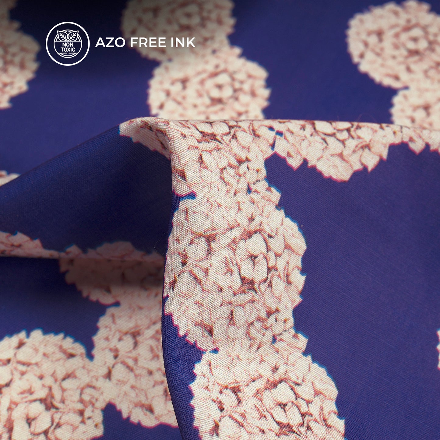 Traiangle Waves Flowers Pattern Digital Print Muslin Fabric