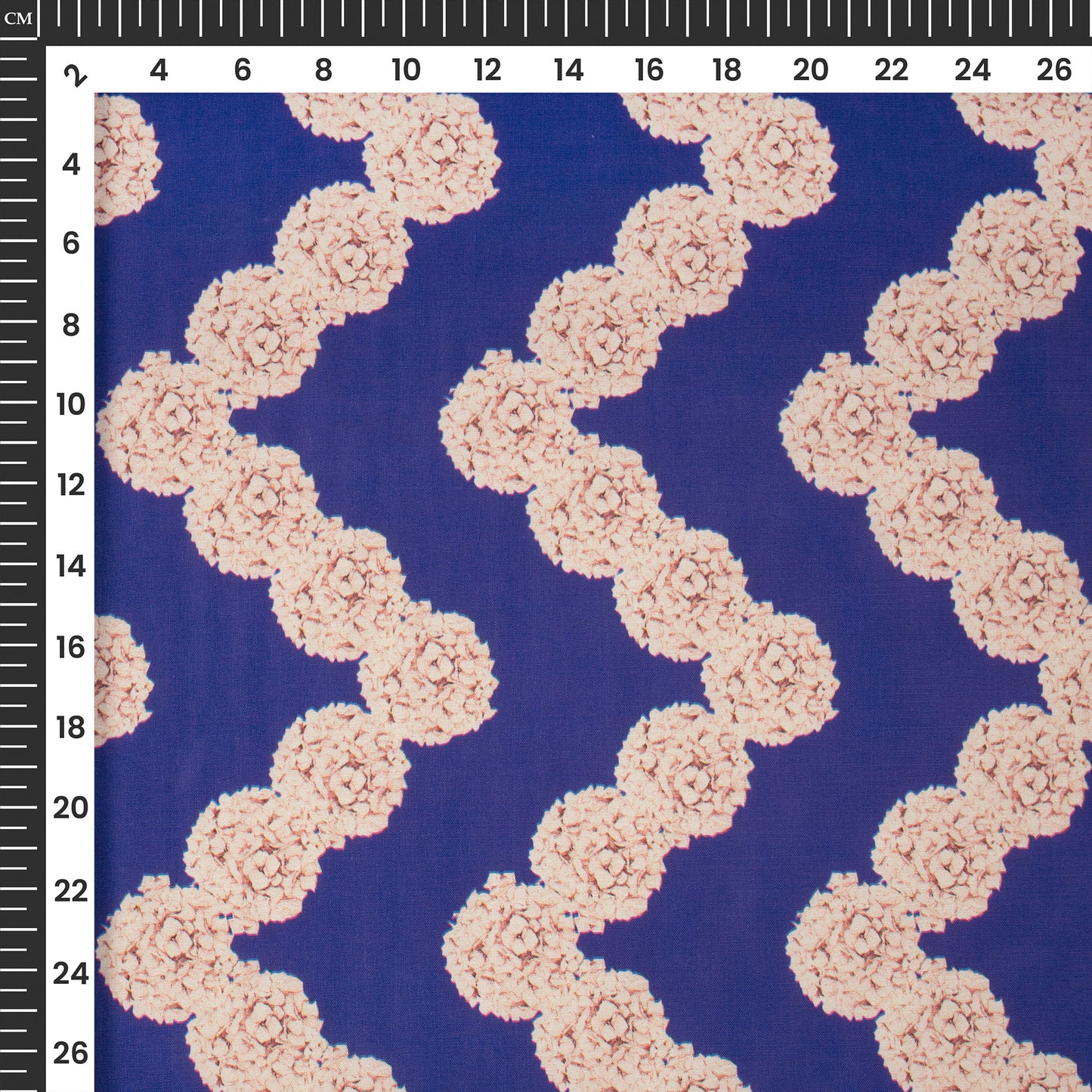 Traiangle Waves Flowers Pattern Digital Print Muslin Fabric