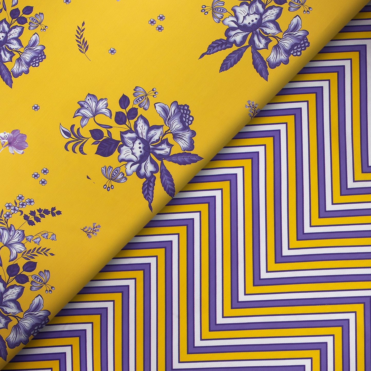 Traiangle Waves Pattern Digital Print Muslin Fabric