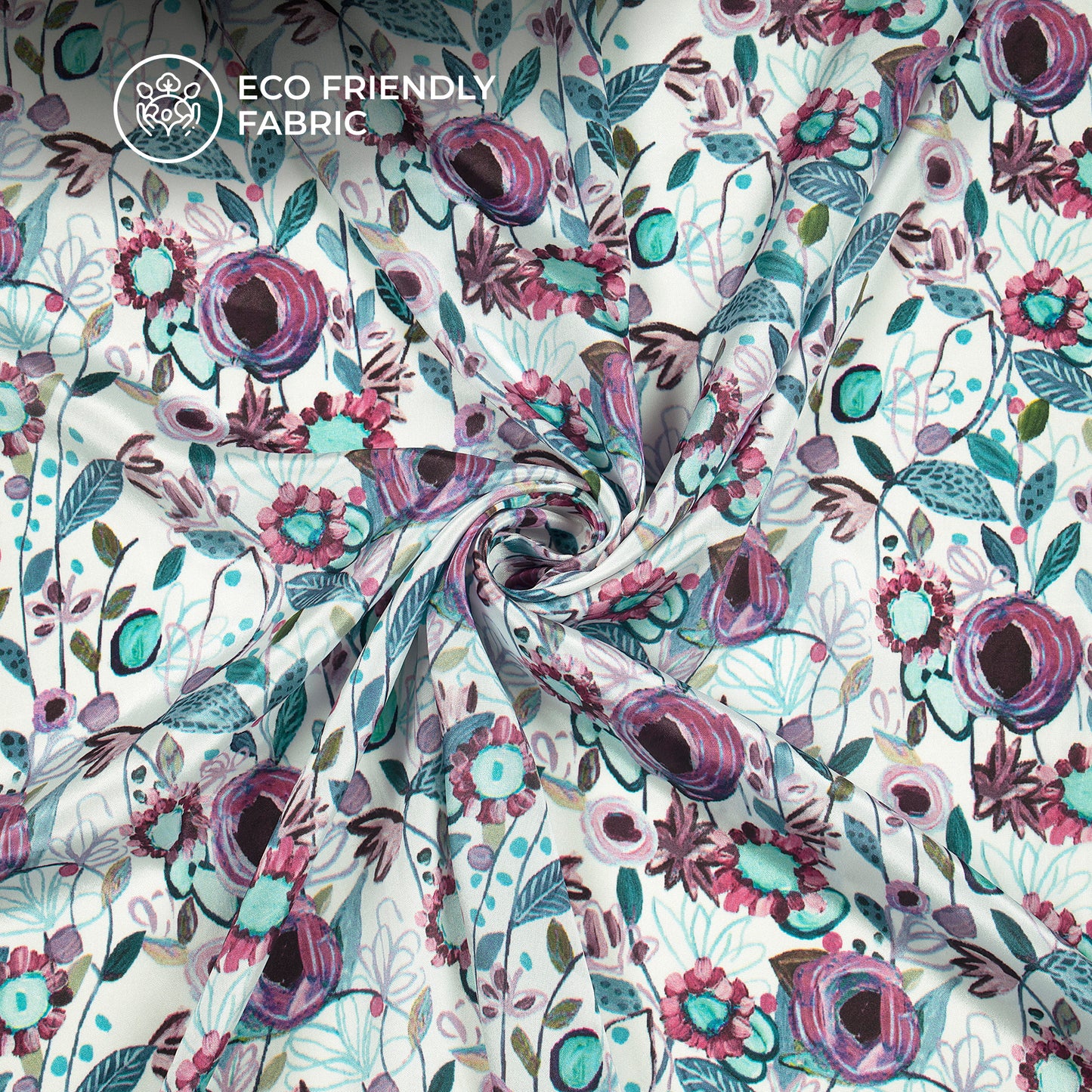 New Abstract Floral Digital Print Crepe Silk Fabric