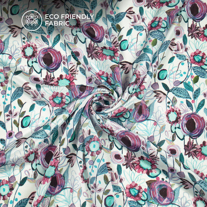 New Abstract Floral Digital Print Crepe Silk Fabric