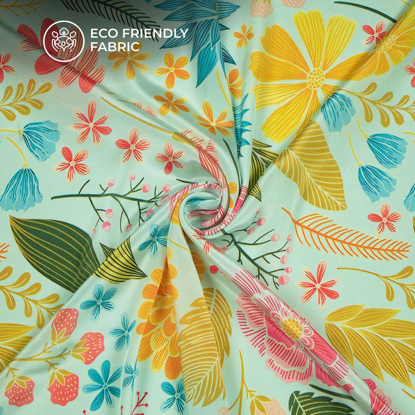 Beautiful Colorful Flowers Floral Digital Print Crepe Silk Fabric
