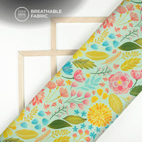 Beautiful Colorful Flowers Floral Digital Print Crepe Silk Fabric
