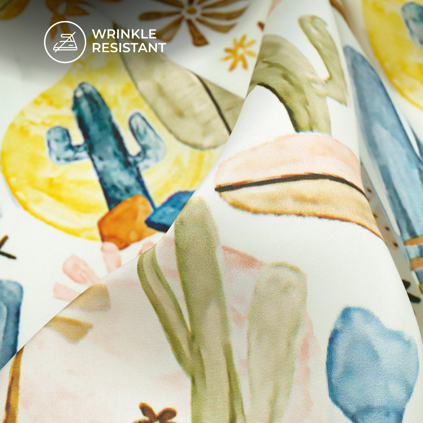 Multi Color Botanical Abstract Digital Print Imported Satin Fabric