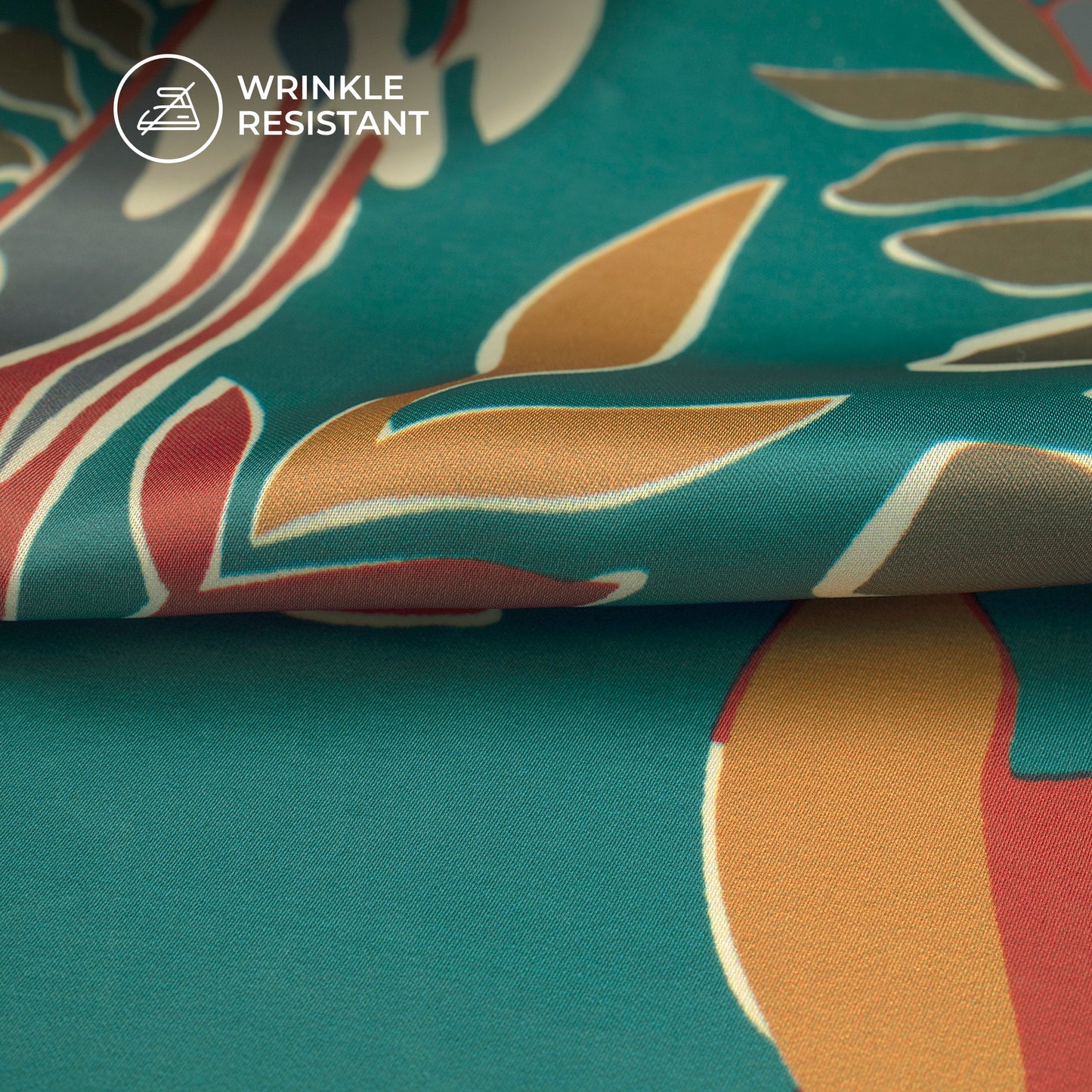 Vibrant Abstract Floral Digital Print Imported Satin Fabric