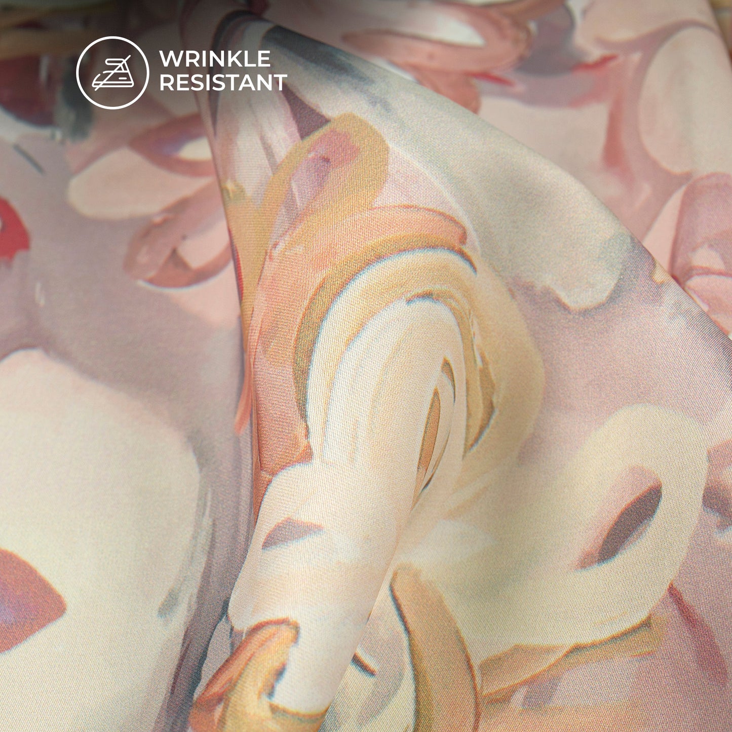 Babby Pink Abstract Floral Digital Print Imported Satin Fabric