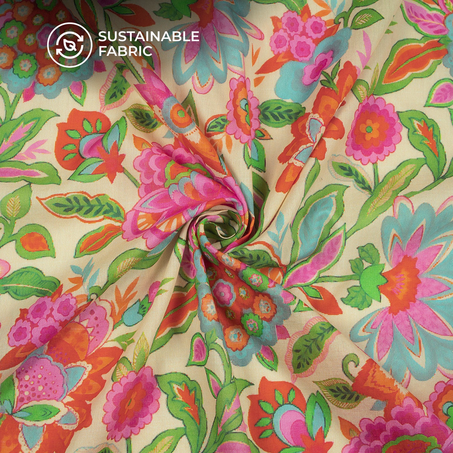 Beautiful Seamless Floral Digital Print Cotton Mulmul Fabric