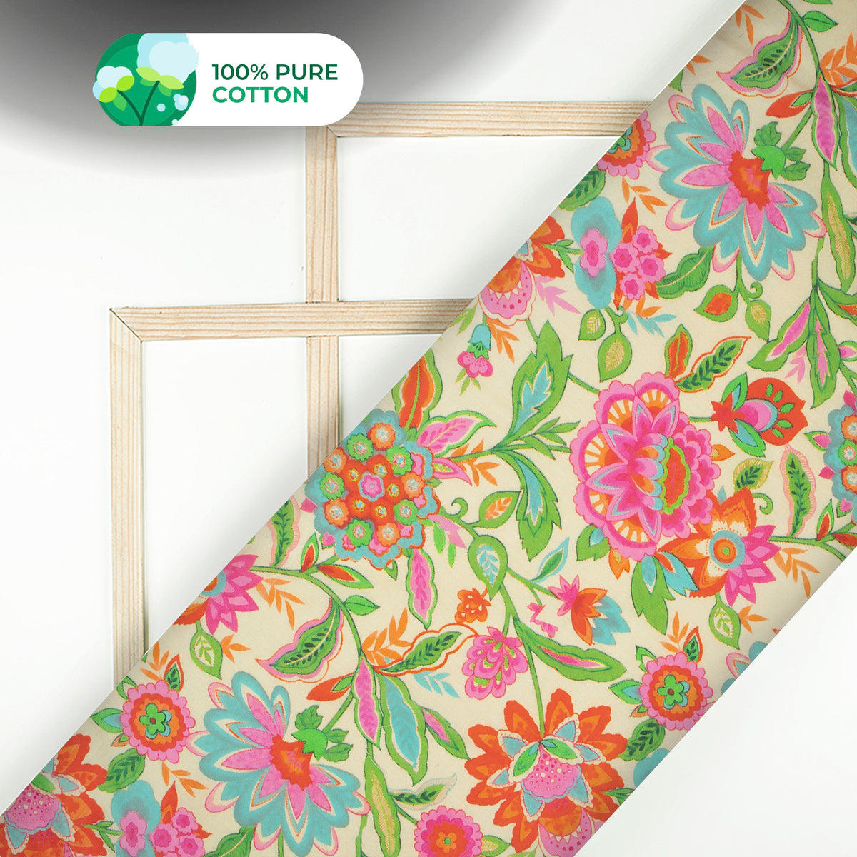 Beautiful Seamless Floral Digital Print Cotton Mulmul Fabric