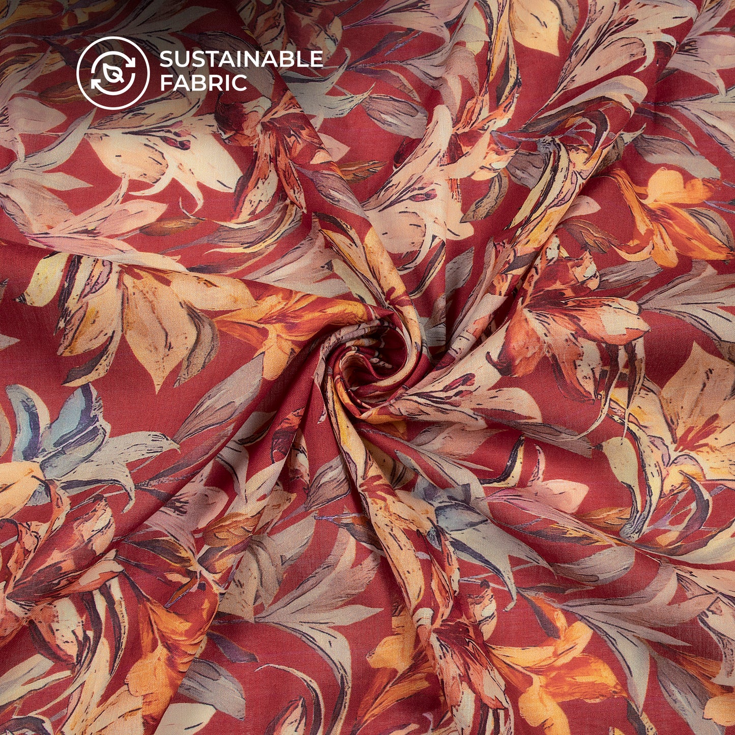 Abstract Floral Digital Print Cotton Mulmul Fabric