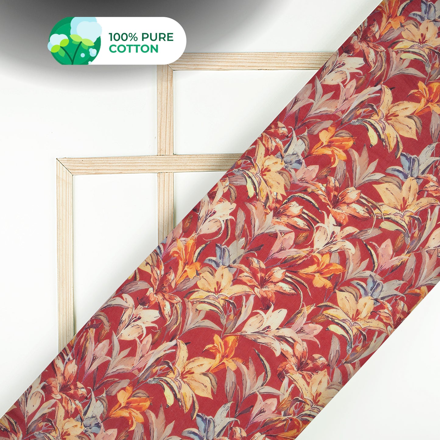 Abstract Floral Digital Print Cotton Mulmul Fabric