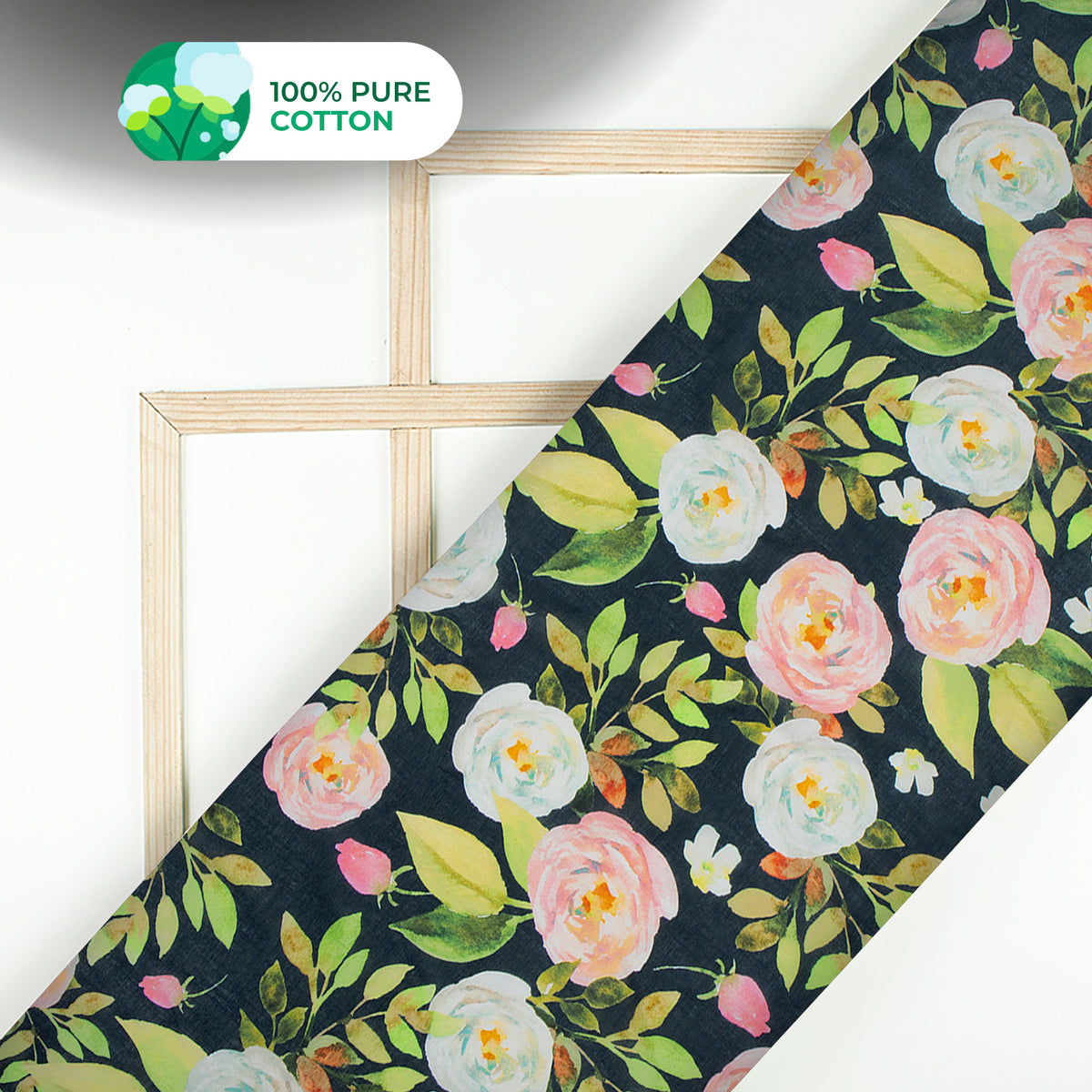 Beautiful Rose Design Digital Print Cotton Mulmul Fabric