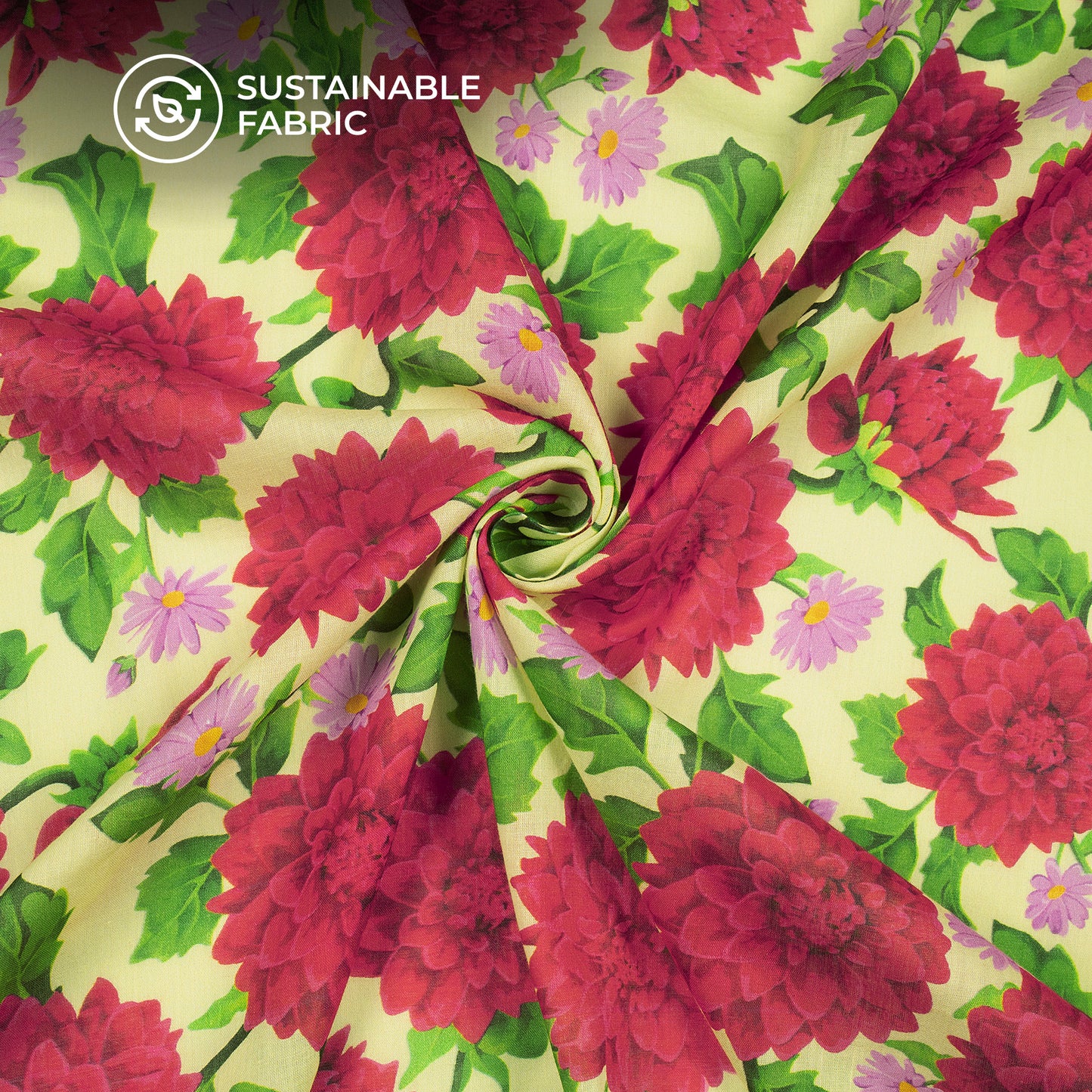 Thousand Lotus Floral Digital Print Cotton Mulmul Fabric