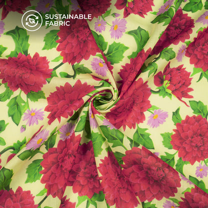 Thousand Lotus Floral Digital Print Cotton Mulmul Fabric