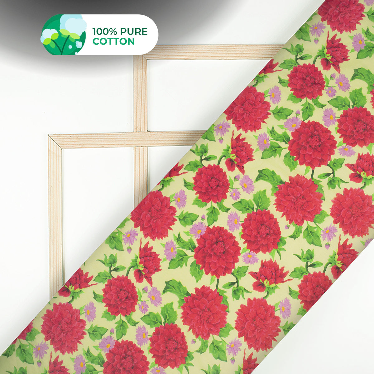 Thousand Lotus Floral Digital Print Cotton Mulmul Fabric