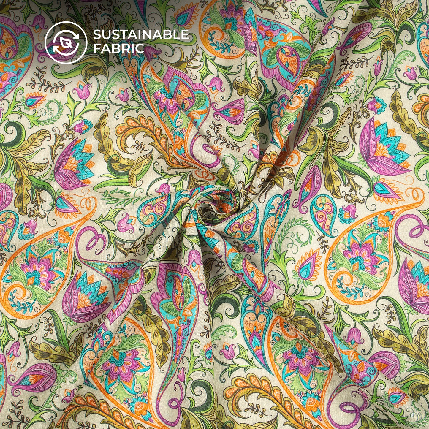 Paisley Floral Digital Print Cotton Mulmul Fabric