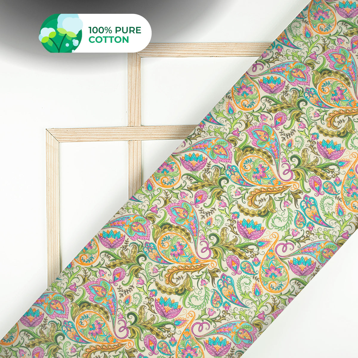 Paisley Floral Digital Print Cotton Mulmul Fabric