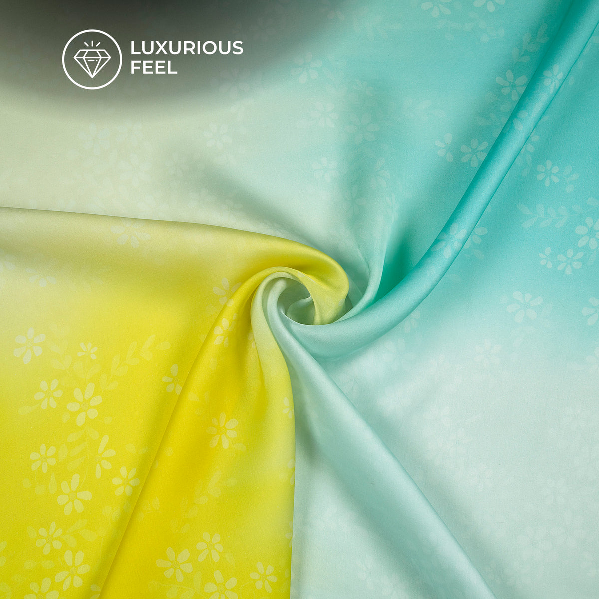 SunMint Ombre Georgette Satin Digital Print Fabric for Cinematic Designer Outfits