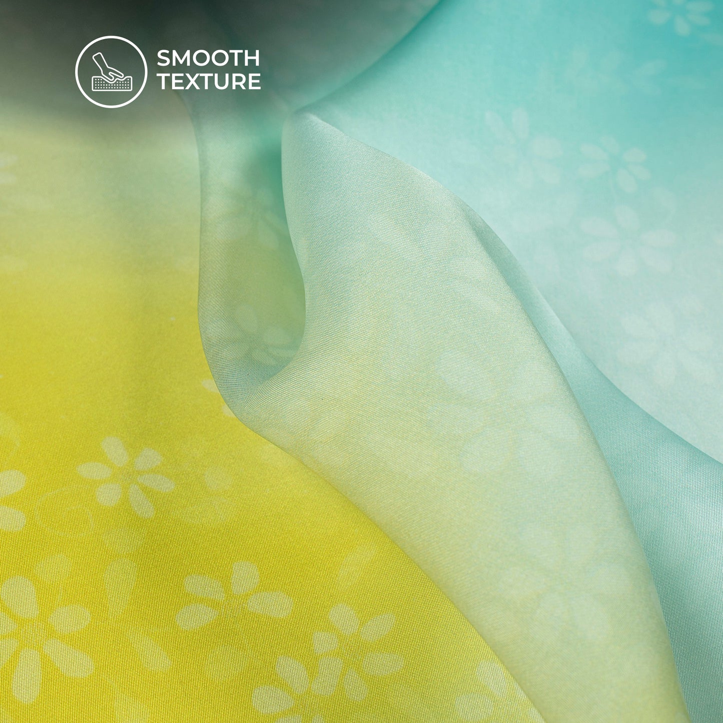 SunMint Ombre Georgette Satin Digital Print Fabric for Cinematic Designer Outfits