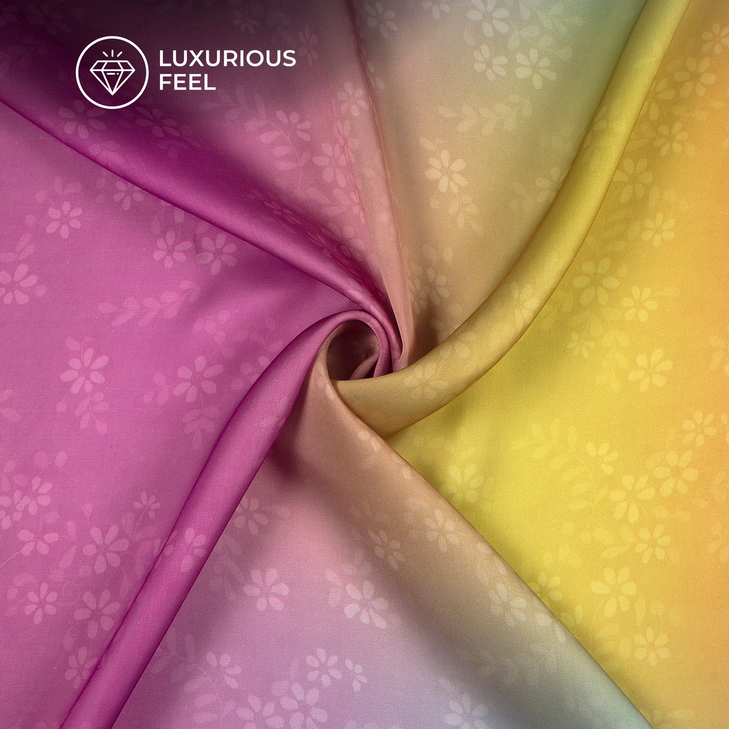 Pink Sunset Ombre Bloom Georgette Satin Fabric DIY Makers