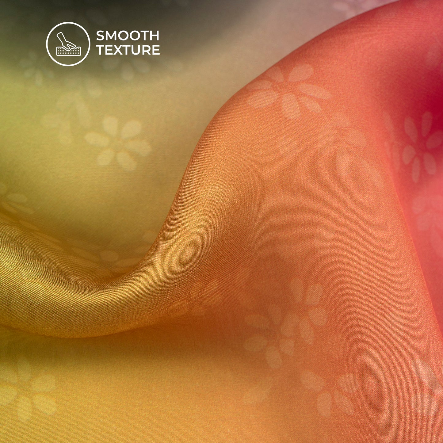 Pink Sunset Ombre Bloom Georgette Satin Fabric DIY Makers