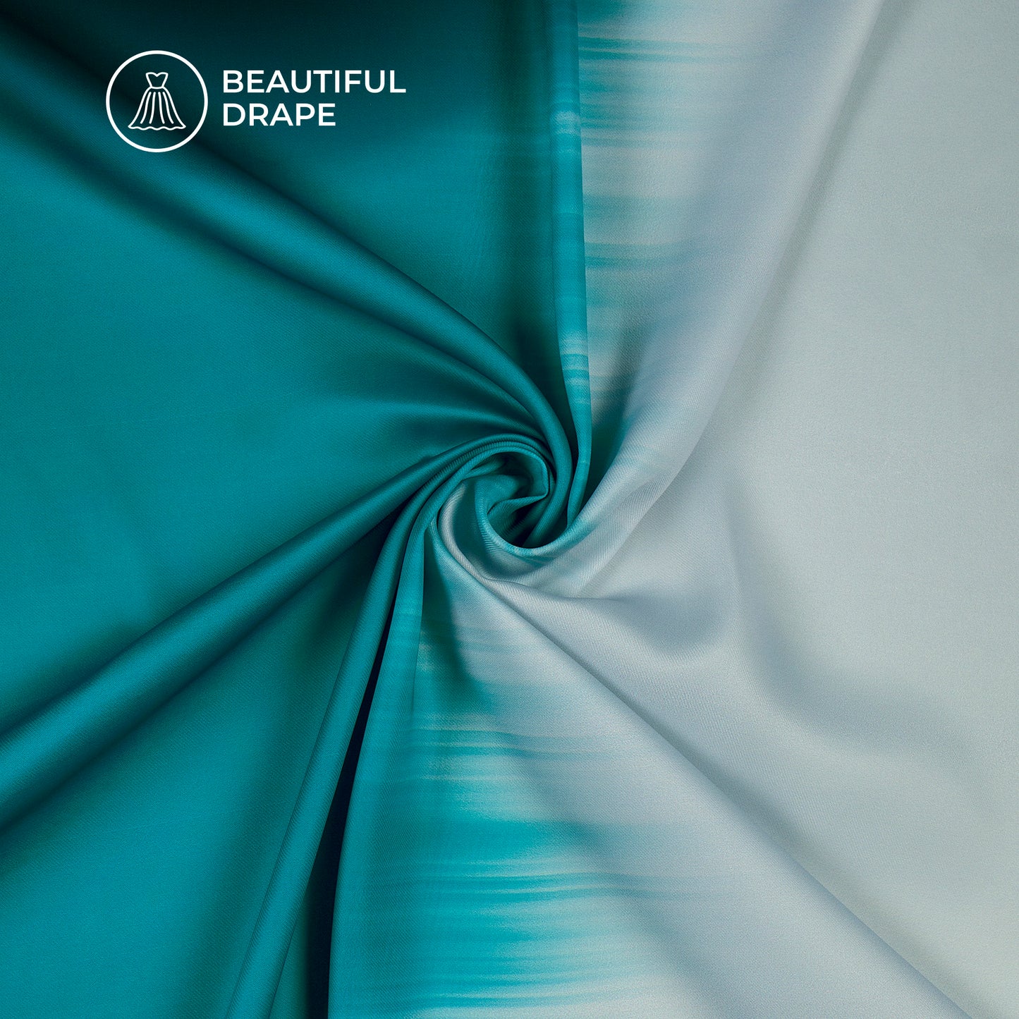 Peacock Blue Ombre Pattern Digital Print Imported Satin Fabric